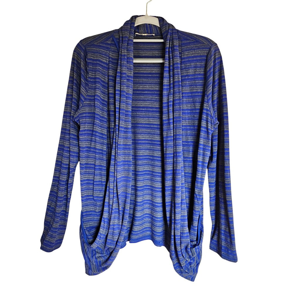 41 Hawthorn Cardigan Women Small Blue Striped Open Front Drape‎ Lightweight Knit
